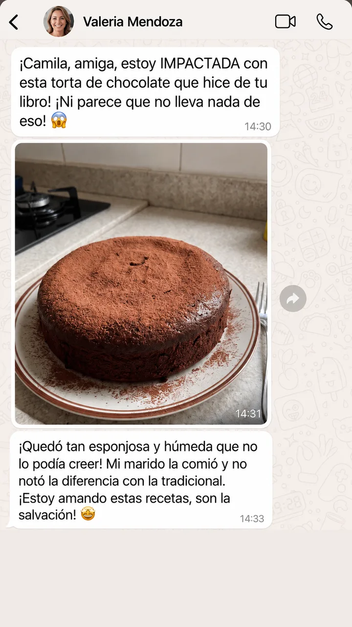 Mensaje de WhatsApp de Valeria Mendoza sobre las recetas