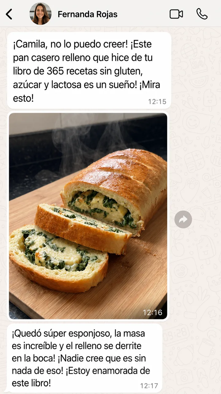 Mensaje de WhatsApp de Fernanda Rojas sobre las recetas