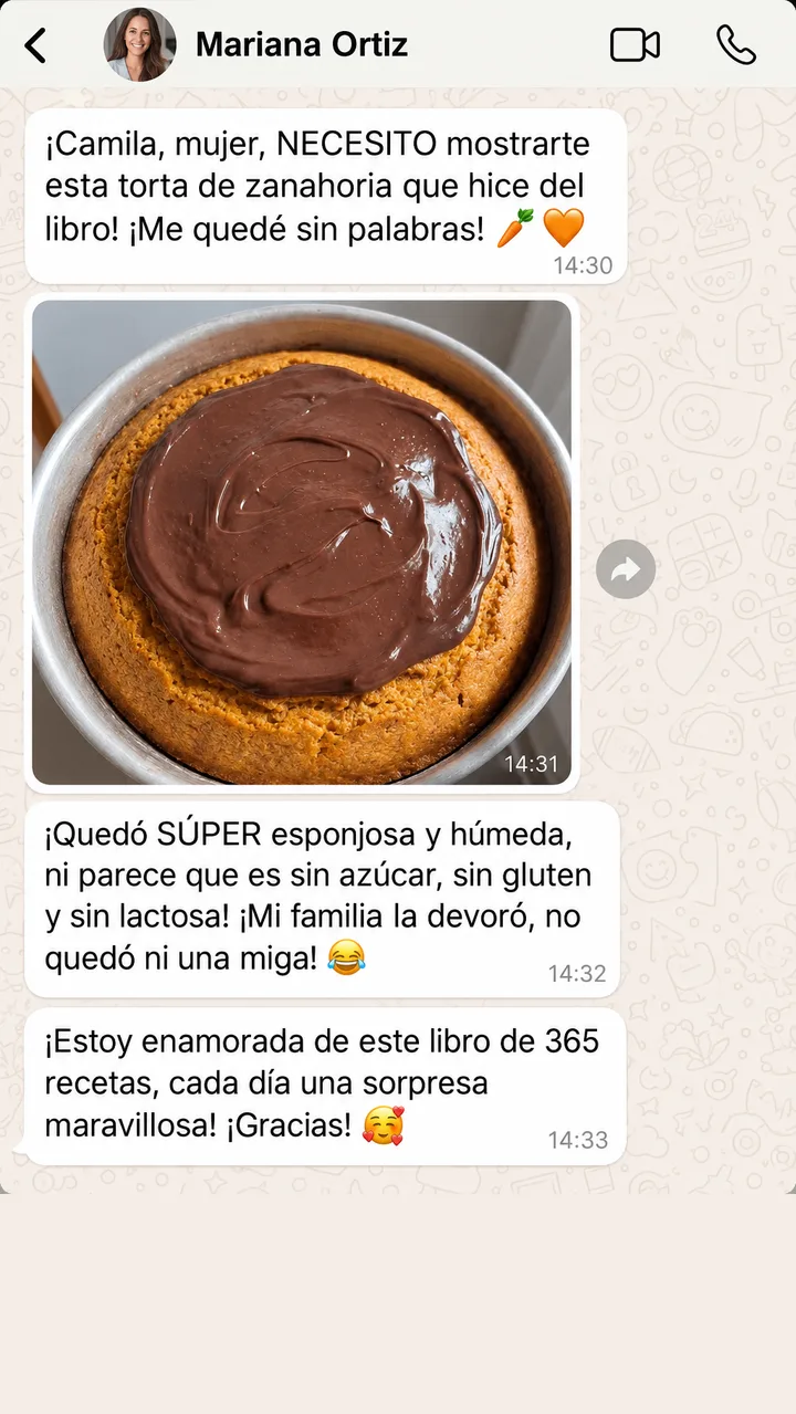 Mensaje de WhatsApp de Mariana Ortiz sobre las recetas